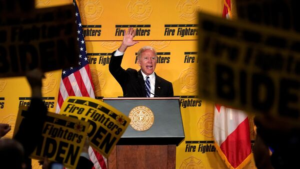 Vice President Joe Biden finishes his speech to the International Association of Fire Fighters in Washington - Sputnik International