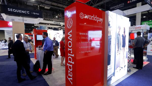 A Worldpay booth is shown on the exhibit hall floor during the Money 20/20 conference in Las Vegas - Sputnik International