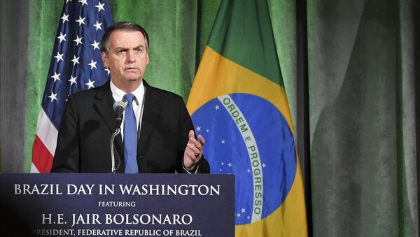 Brazil's President Jair Bolsonaro speaks during a discussion on US-Brazil relations at the US Chamber of Commerce in Washington, DC on March 18, 2019. - Sputnik International