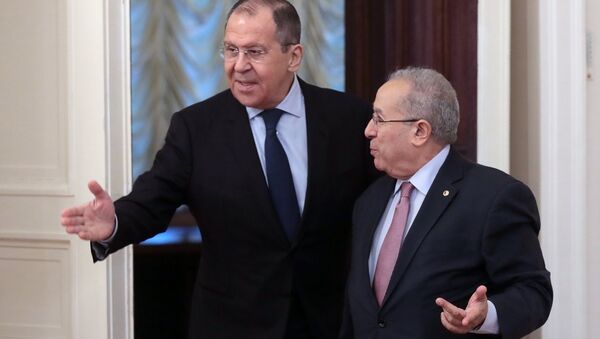 Algerian Foreign Minister and Deputy Prime Minister Ramtane Lamamra with Russian Foreign Minister Sergei Lavrov. - Sputnik International