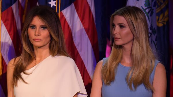 Melania Trump (L) and Ivanka Trump look on as Republican presidential elect Donald Trump speaks during election night at the New York Hilton Midtown in New York on November 9, 2016. - Sputnik International