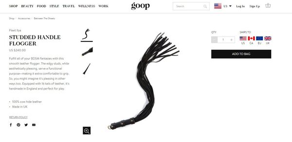 A screen from the Goop webpage displaying the studded handle flogger - Sputnik International