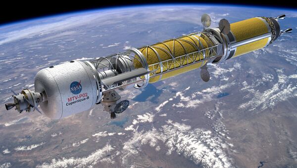 Artist's rendering of a Bimodal Nuclear Thermal Transfer Vehicle Copernicus in LEO - Sputnik International
