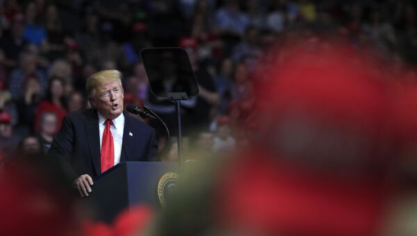 President Donald Trump speaks at a campaign rally in Grand Rapids, Mich., Thursday, March 28, 2019. (AP Photo/Manuel Balce Ceneta) - Sputnik International