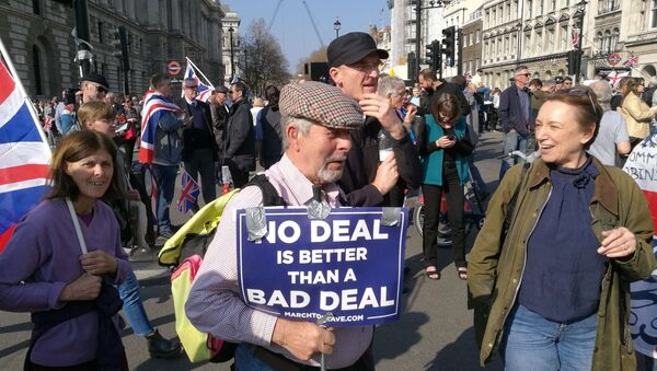 Protesters rally against delay of the Brexit process in London, UK on 29 March 2019 - Sputnik International