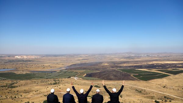 Israeli Druzes sit together watching the Syrian side of the Israel-Syria border on the Israeli-occupied Golan Heights, Israel July 7, 2018 - Sputnik International