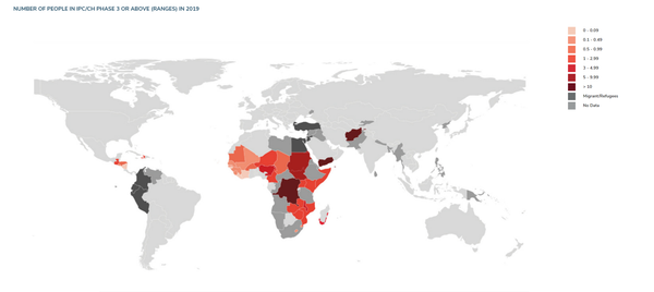 Number of People in Africa in Integrated Food Security Phase Classification (IPC/CH) Phase 3 or above in 2019. Phase 3 is defined as Acute Food and Livelihood Crisis - Sputnik International
