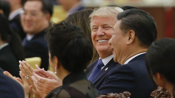 U.S. President Donald Trump and China's President Xi Jinping attend at a state dinner at the Great Hall of the People in Beijing, China, Thursday, Nov. 9, 2017 - Sputnik International