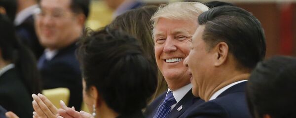 U.S. President Donald Trump and China's President Xi Jinping attend at a state dinner at the Great Hall of the People in Beijing, China, Thursday, Nov. 9, 2017 U.S. President Donald Trump and China's President Xi Jinping attend at a state dinner at the Great Hall of the People in Beijing, China, Thursday, Nov. 9, 2017 - Sputnik International