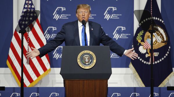 President Donald Trump speaks at an annual meeting of the Republican Jewish Coalition, Saturday, April 6, 2019, in Las Vegas. - Sputnik International