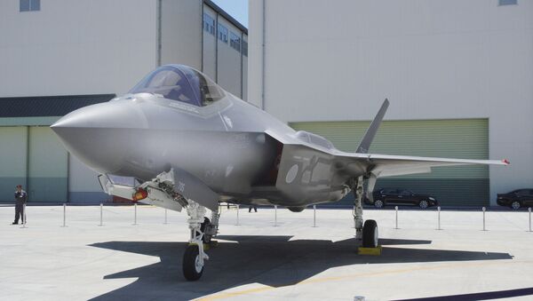 A Japan Air Self-Defense Force's F-35A stealth fighter jet, which Kyodo says is the same plane that crashed during an exercise on April 9, 2019, is seen at the Mitsubishi Heavy Industries Komaki Minami factory in Toyoyama, Aichi Prefecture, Japan, in this photo taken by Kyodo June 2017 - Sputnik International