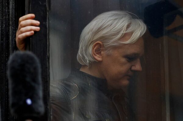  WikiLeaks founder Julian Assange is seen on the balcony of the Ecuadorian Embassy in London, Britain, May 19, 2017 - Sputnik International