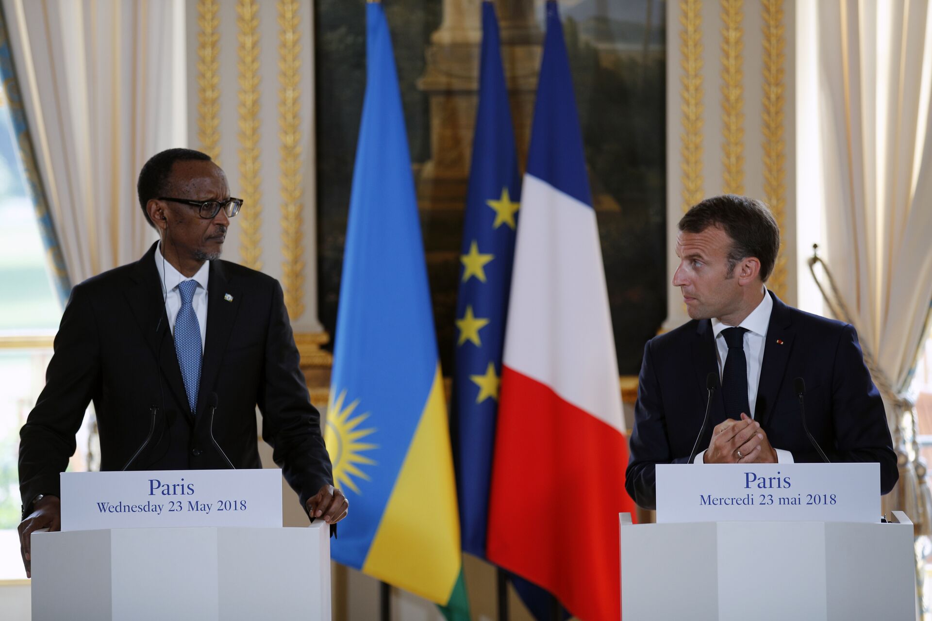 President Emmanuel Macron of France hosted Rwanda's President Kagame at the Elysee Palace last year as he sought to thaw relations - Sputnik International, 1920, 05.07.2022