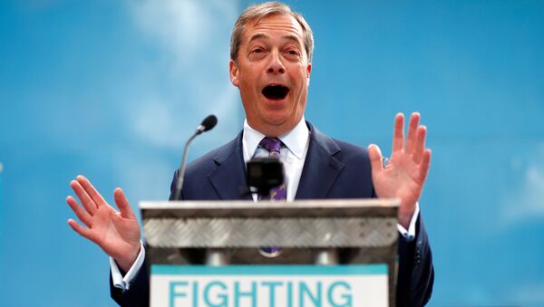 Nigel Farage speaks at the launch of the newly created 'Brexit Party' campaign for the European elections, in Coventry, Britain April 12, 2019 - Sputnik International