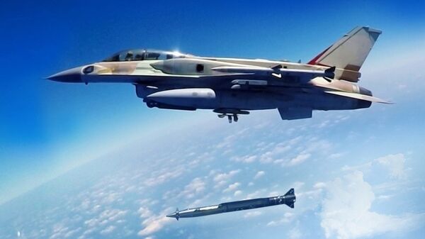 A Rampage supersonic stand-off air-to-surface missile being launched from an F-16 multirole combat aircraft - Sputnik International