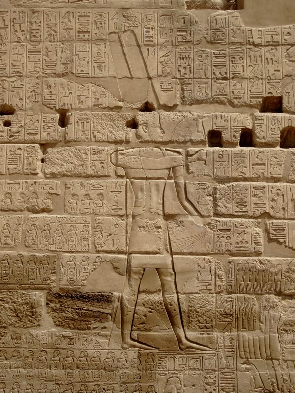 The Relief of Shoshenq I's campaign list at the southern exterior walls of the temple of Karnak, north of Luxor, Egypt The Relief of Shoshenq I's campaign list at the southern exterior walls of the temple of Karnak, north of Luxor, Egypt - Sputnik International