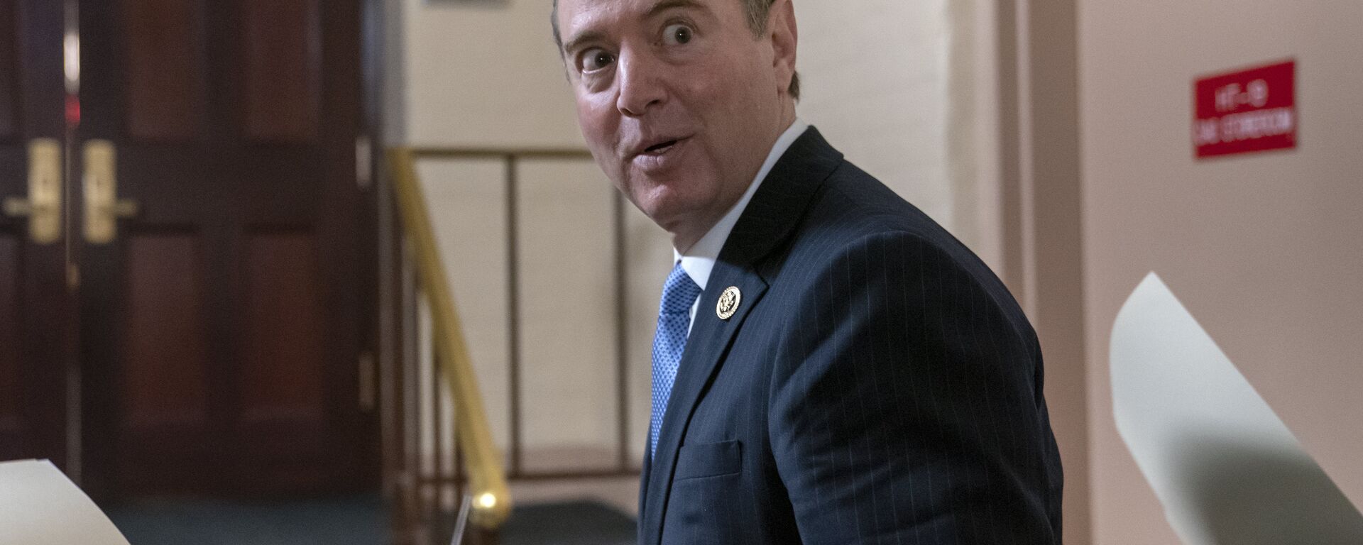 House Intelligence Committee Chairman Adam Schiff, D-Calif., arrives for a Democratic Caucus meeting at the Capitol in Washington, Tuesday, March 26, 2019. Schiff, the focus of Republicans' post-Mueller ire, says Mueller's conclusion would not affect his own committee's counterintelligence probes. - Sputnik International, 1920, 17.12.2021