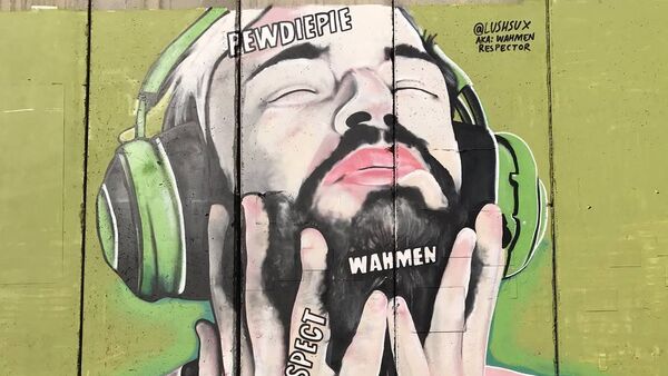 PewDiePie's image on the wall in Palestine - Sputnik International