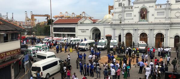 Sri Lankan military officials stand guard in front of the St. Anthony's Shrine, Kochchikade church after an explosion in Colombo, Sri Lanka April 21, 2019 Sri Lankan military officials stand guard in front of the St. Anthony's Shrine, Kochchikade church after an explosion in Colombo, Sri Lanka April 21, 2019 - Sputnik International