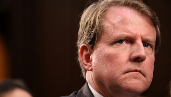 White House Counsel McGahn listens during the confirmation hearing for U.S. Supreme Court nominee Kavanaugh on Capitol Hill in Washington - Sputnik International