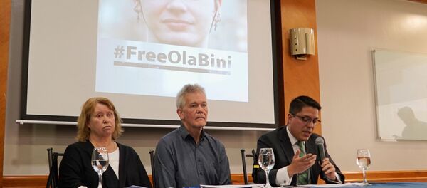 Gorel Biniel (L) and Dag Gustafsson (C), parents of Swedish software developer Ola Bini, and lawyer Carlos Soria, hold a news conference after a local judge ordered Bini jailed pending trial for alleged involvement in hacking government computer systems, in Quito, Ecuador April 16, 2019 Gorel Biniel (L) and Dag Gustafsson (C), parents of Swedish software developer Ola Bini, and lawyer Carlos Soria, hold a news conference after a local judge ordered Bini jailed pending trial for alleged involvement in hacking government computer systems, in Quito, Ecuador April 16, 2019 - Sputnik International