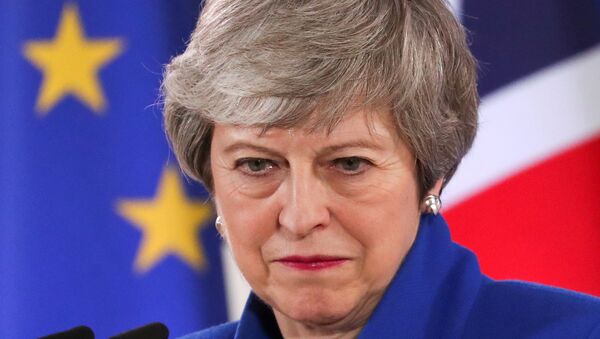 British Prime Minister Theresa May holds a news conference following an extraordinary European Union leaders summit to discuss Brexit, in Brussels, Belgium April 11, 2019 - Sputnik International