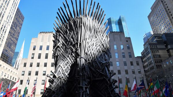 A giant Iron Throne is on display ahead of the Game of Thrones eighth and final season at Radio City Music Hall on April 3, 2019 in New York city - Sputnik International