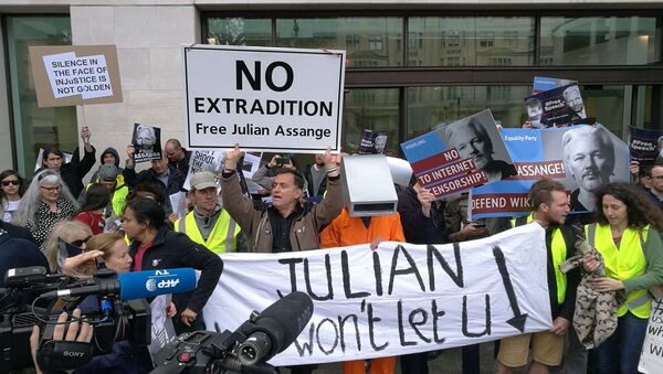 Assange Supporters at London's Westminster Court - Sputnik International