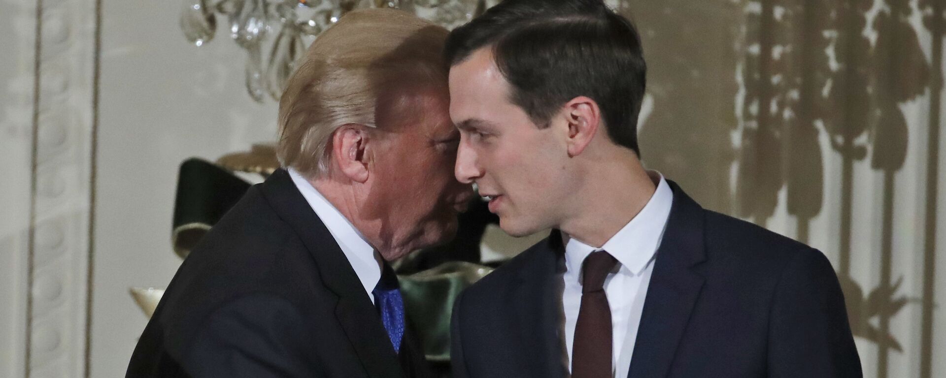 In this Thursday, Dec. 7, 2017, file photo, U.S. President Donald Trump speaks with White House Senior Adviser Jared Kushner as he departs after a reception in the East Room of the White House, in Washington - Sputnik International, 1920, 14.08.2022