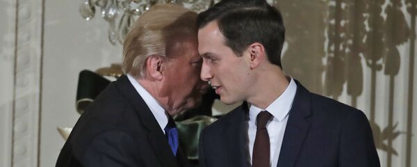 In this Thursday, Dec. 7, 2017, file photo, U.S. President Donald Trump speaks with White House Senior Adviser Jared Kushner as he departs after a reception in the East Room of the White House, in Washington - Sputnik International