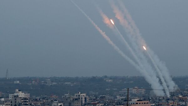 Rockets are fired from Gaza towards Israel, in Gaza May 5, 2019 - Sputnik International