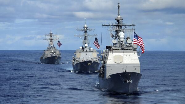 USS Antietam (CG 54) (R), USS Preble(C) (DDG 88) and USS O'Kane (DDG 77), transit in formation 14 August, 2007 during a joint photo exercise (PHOTOEX) concluding Valiant Shield 2007. - Sputnik International