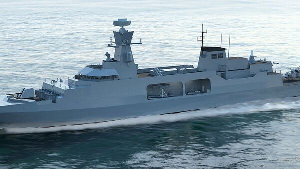 BAE's proposal for the Type 31 frigate for the royal navy, a lengthened version of the Khareef class corvettes built previously by BAE for the Omani Navy - Sputnik International