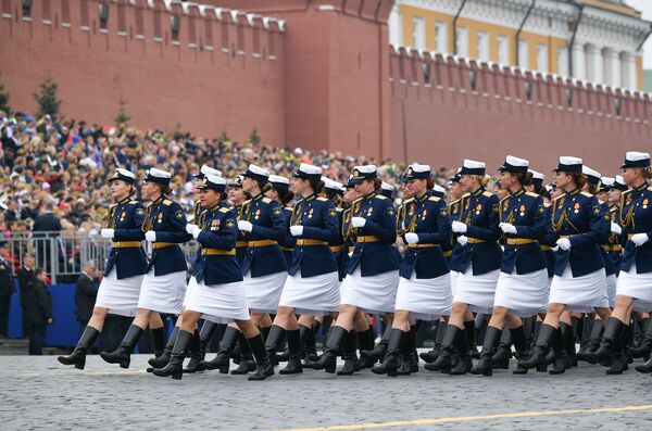 Female service members of the Zhukov Air and Space Defence Academy during the Victory Day Parade in Moscow on 9 May, 2019 Female service members of the Zhukov Air and Space Defence Academy during the Victory Day Parade in Moscow on 9 May, 2019 - Sputnik International
