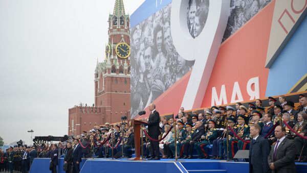 Президент РФ Владимир Путин на Параде Победы на Красной площади  - Sputnik International