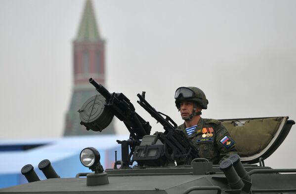 Military Serviceman Inside Tiger Armoured Vehicle During the V-Day Parade at the Red Square in Moscow - Sputnik International