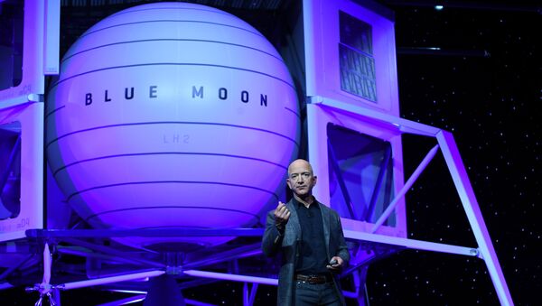 Founder, Chairman, CEO and President of Amazon Jeff Bezos unveils his space compFounder, Chairman, CEO and President of Amazon Jeff Bezos unveils his space company Blue Origin's space exploration lunar lander rocket called Blue Moon during an unveiling event in Washington, U.S., May 9, 2019. REUTERS/Clodagh Kilcoyneany Blue Origin's space exploration lunar lander rocket called Blue Moon during an unveiling event in Washington, U.S., May 9, 2019. REUTERS/Clodagh Kilcoyne - Sputnik International