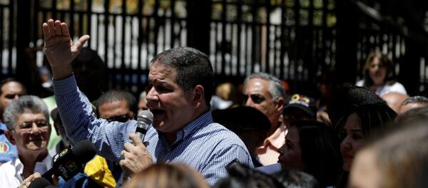 Luis Florido, lawmaker of the Venezuelan coalition of opposition parties (MUD), speaks during a gathering with opposition supporters in Caracas, Venezuela March 17, 2018. REUTERS/Marco Bello/File Photo Luis Florido, lawmaker of the Venezuelan coalition of opposition parties (MUD), speaks during a gathering with opposition supporters in Caracas, Venezuela March 17, 2018. REUTERS/Marco Bello/File Photo - Sputnik International