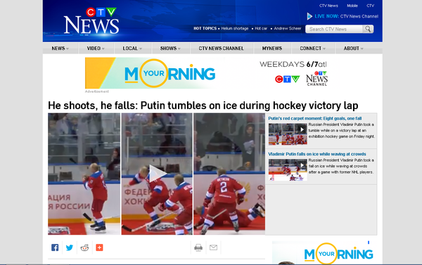 'He shoots, he falls' was the angle Canada's CTV News went with. - Sputnik International