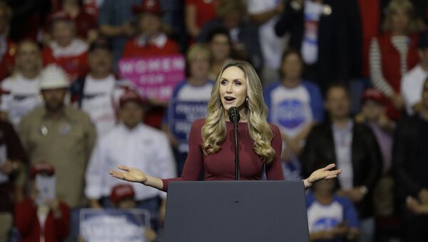 Lara Trump, during a campaign rally for his father-in-law, President Donald Trump, Monday, Oct. 22, 2018, in Houston. (AP Photo/Eric Gay) - Sputnik International