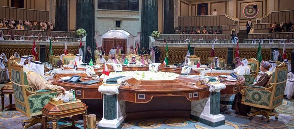 In this photo released by the state-run Saudi Press Agency, leaders from the six nations of the Gulf Cooperation Council meet in Riyadh, Saudi Arabia, Sunday, Dec. 9, 2018. Leaders of Gulf Arab countries, including those boycotting Qatar, met on Sunday in Saudi Arabia's capital for a regional summit, a gathering that Qatar's ruling emir choose not to attend amid the dispute. (Saudi Press Agency via AP) - Sputnik International