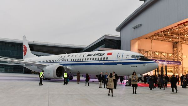 This photo taken on December 15, 2018 shows a Boeing 737 MAX 8 airplane delivered to Air China during a ceremony at Boeing Zhoushan 737 Completion and Delivery Center in Zhoushan, in China's eastern Zhejiang province - Sputnik International