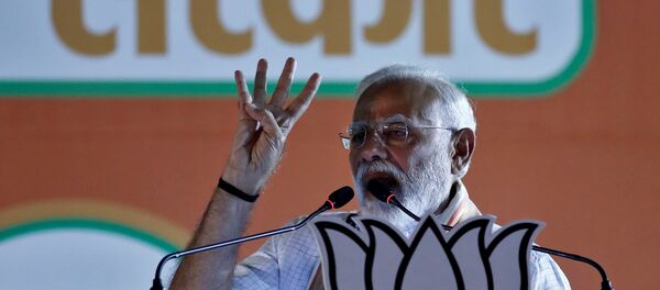 India's Prime Minister Narendra Modi addresses an election campaign rally at Ramlila ground in New Delhi, India, May 8, 2019 - Sputnik International