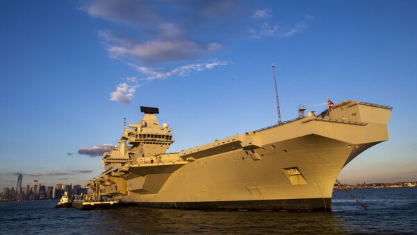The HMS Queen Elizabeth anchors near the Lower New York Bay. File photo - Sputnik International