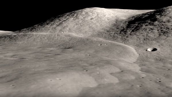 This visualization of Lee Lincoln scarp is created from Lunar Reconnaissance Orbiter photographs and elevation mapping. The scarp is a low ridge or step about 80 meters high and running north-south through the western end of the Taurus-Littrow valley, the site of the Apollo 17 Moon landing. The scarp marks the location of a relatively young, low-angle thrust fault - Sputnik International