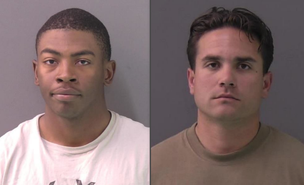 Spc. Myles Broadnax (left) and Spc. David Kulhanek (right) of Texas' Fort Hood military base are pictured above following their arrest, which stemmed from a prostitution sting operation carried out by officials with the Bell County Sheriff's Department. - Sputnik International