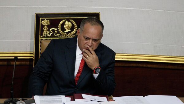 National Assembly President Diosdado Cabello gestures before addressing the National Assembly in Caracas, Venezuela - Sputnik International