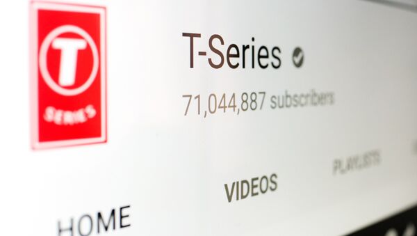 This photo illustration taken in New Delhi on November 22, 2018 shows the YouTube channel homepage for Indian record label T-Series, showing over 71 million subscribers to its channel - Sputnik International