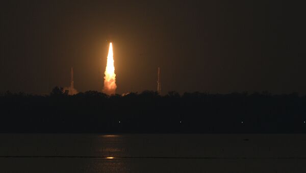 The Indian Space Research Organisation's (ISRO), Polar Satellite Launch Vehicle (PSLV-C46) launches on board India's radar imaging earth observation satellite RISAT-2B from Satish dawan space center in Sriharikota, in the state of Andhra Pradesh on May 22 , 2019. - Sputnik International