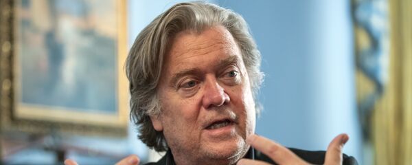 Steve Bannon, President Donald Trump's former chief strategist, talks about the approaching midterm election during an interview with The Associated Press, Sunday, Aug. 19, 2018, in Washington Steve Bannon, President Donald Trump's former chief strategist, talks about the approaching midterm election during an interview with The Associated Press, Sunday, Aug. 19, 2018, in Washington - Sputnik International